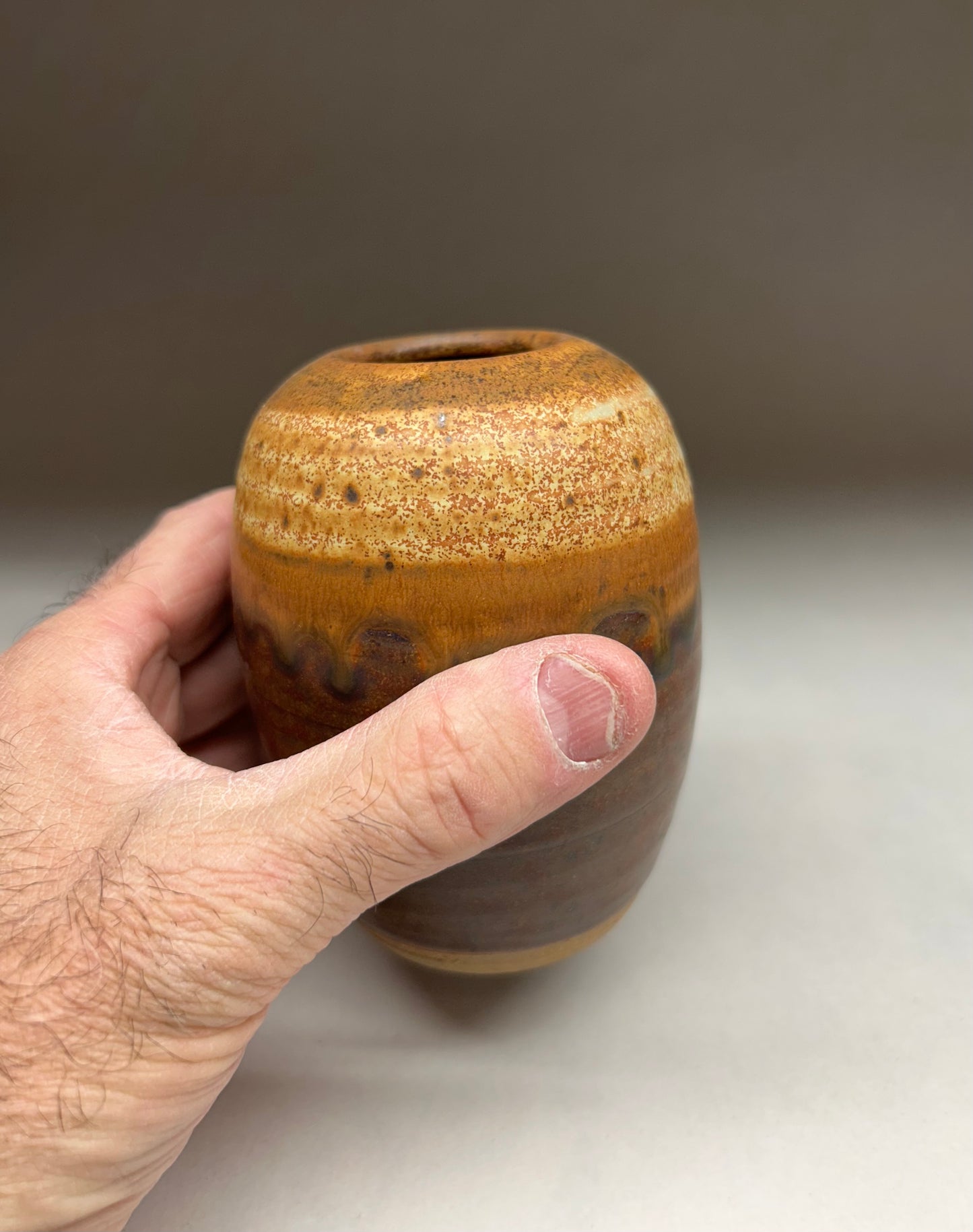 Pottery Vase with pin frog - Made in Oregon - Ikebana
