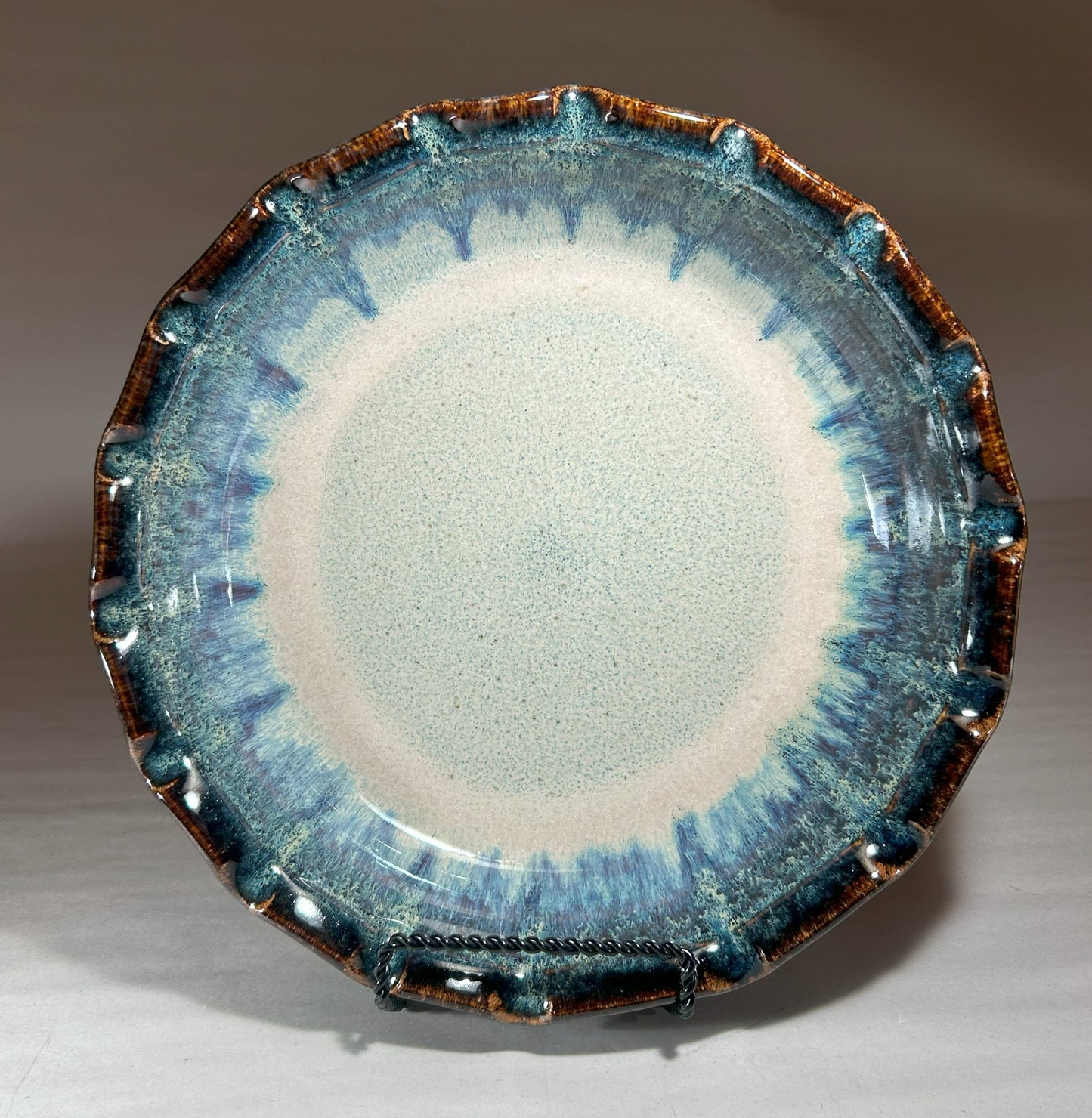 Stoneware Pie Plate Deep dish with fluted edge.