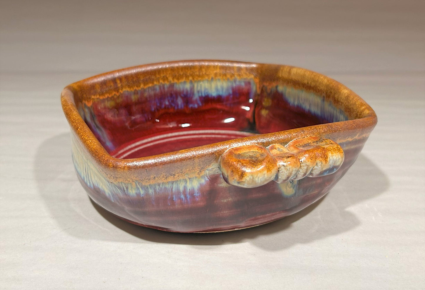 Square pottery baking dish.