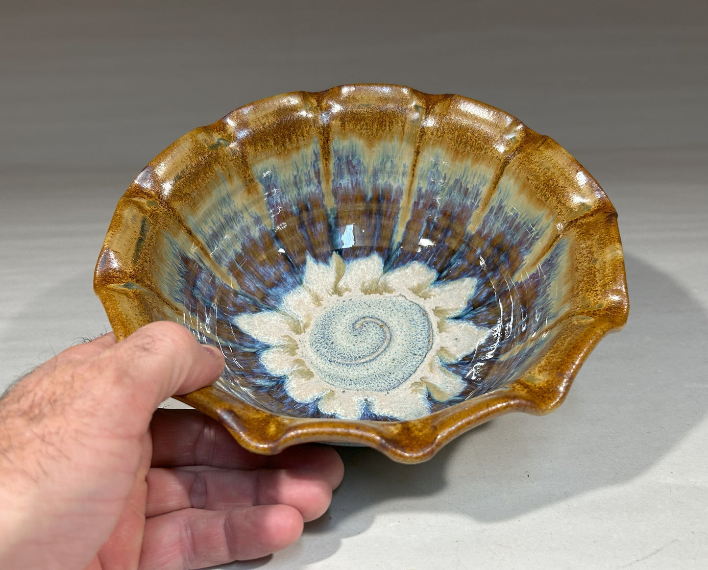 Handmade Pottery Bowl with Fluted Edge - Made in Sisters, Oregon