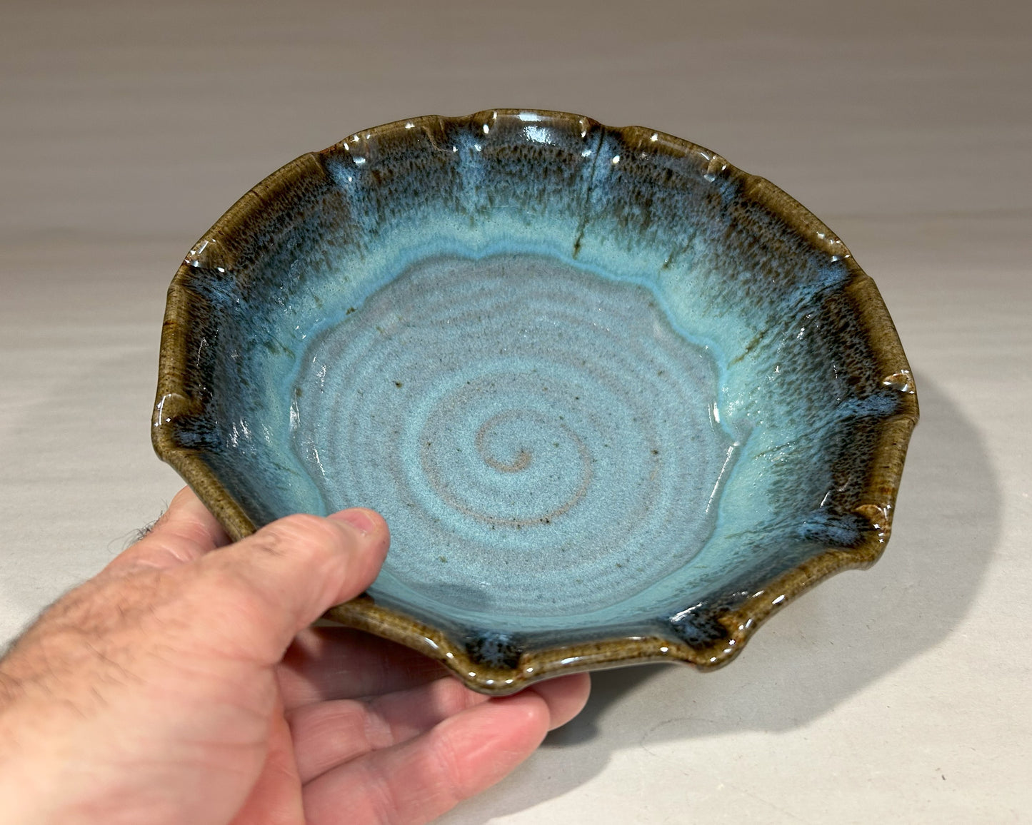 Handmade Pottery Bowl with Fluted Edge - Made in Sisters, Oregon