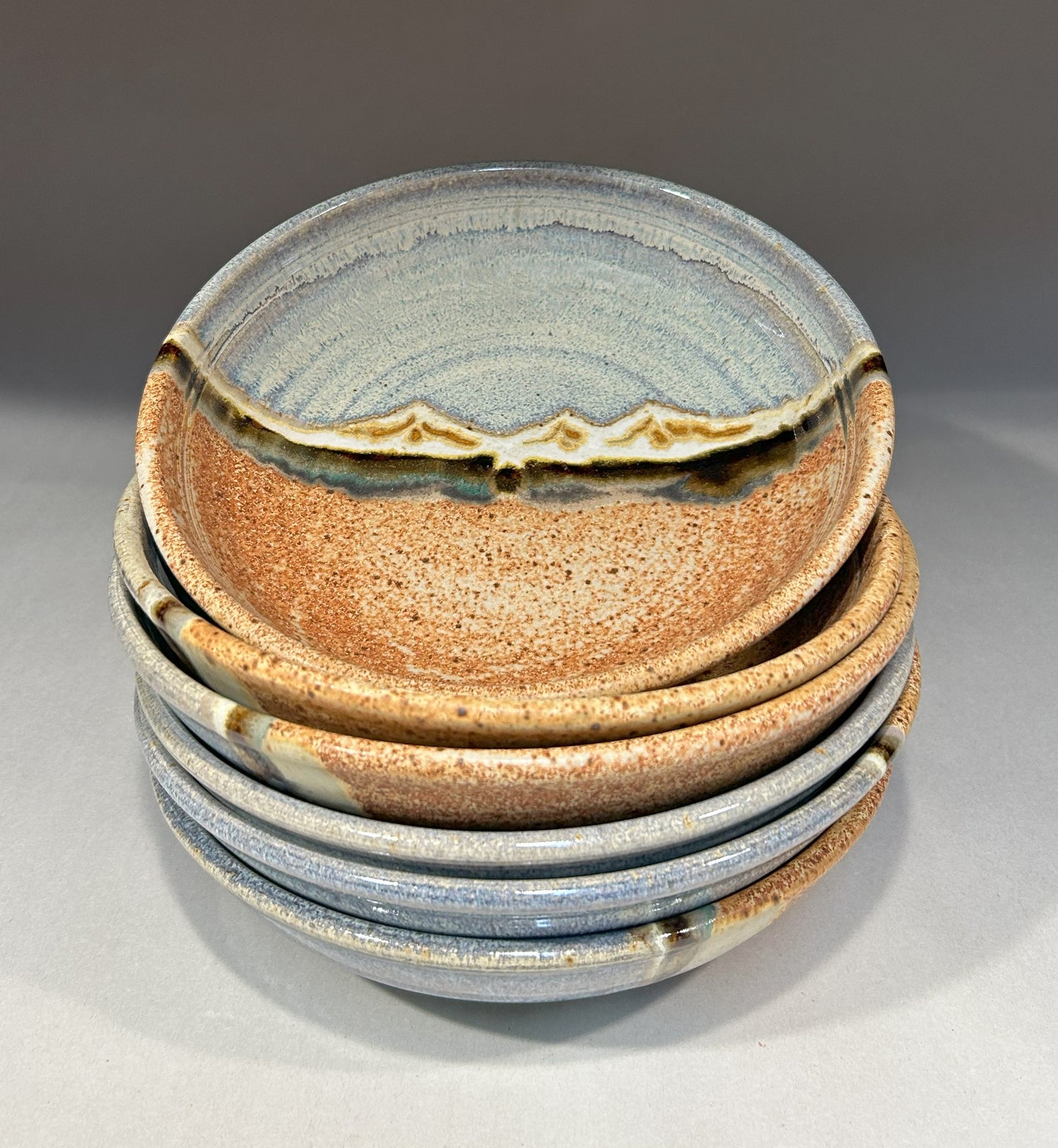 Pottery Serving Bowl - Snowy Mountain glaze