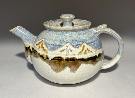 Handmade Pottery Teapot - Snowy Mountain glaze - Large 6 to 8 cups