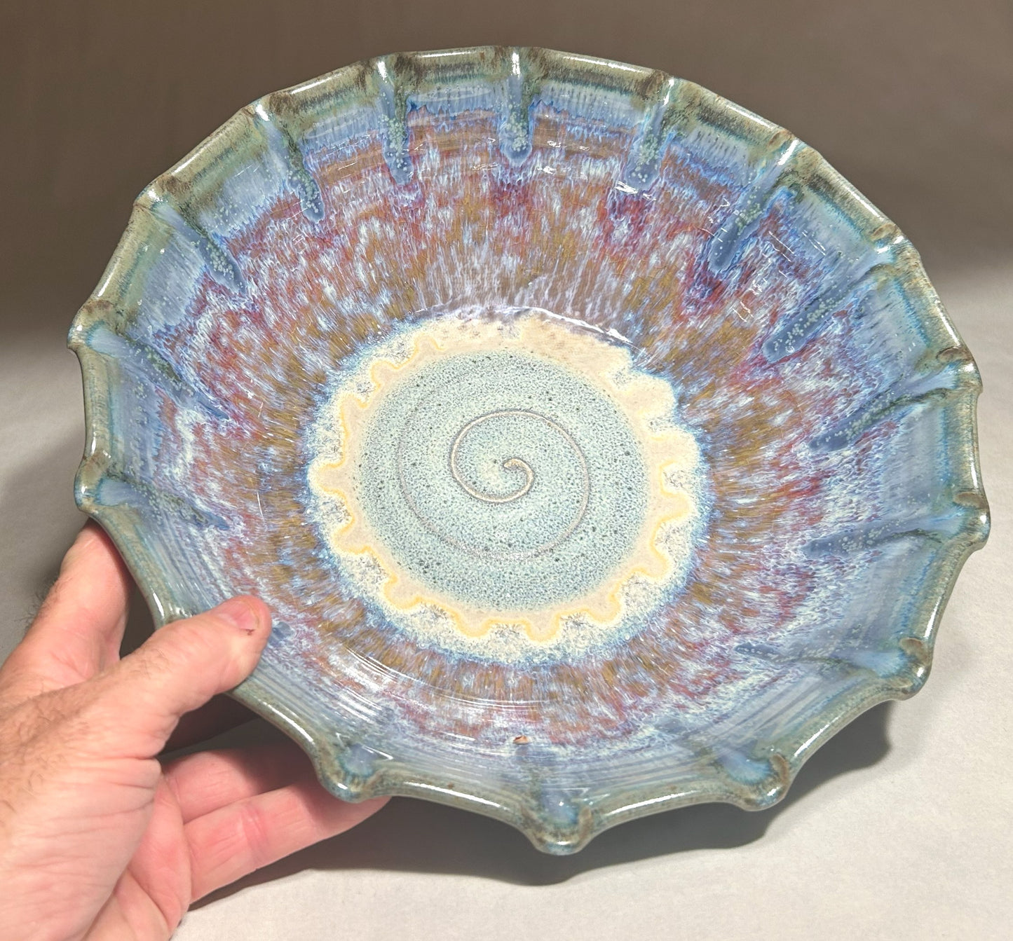 Handmade Pottery Bowl - Fluted Edge - Great Pottery Gift Idea