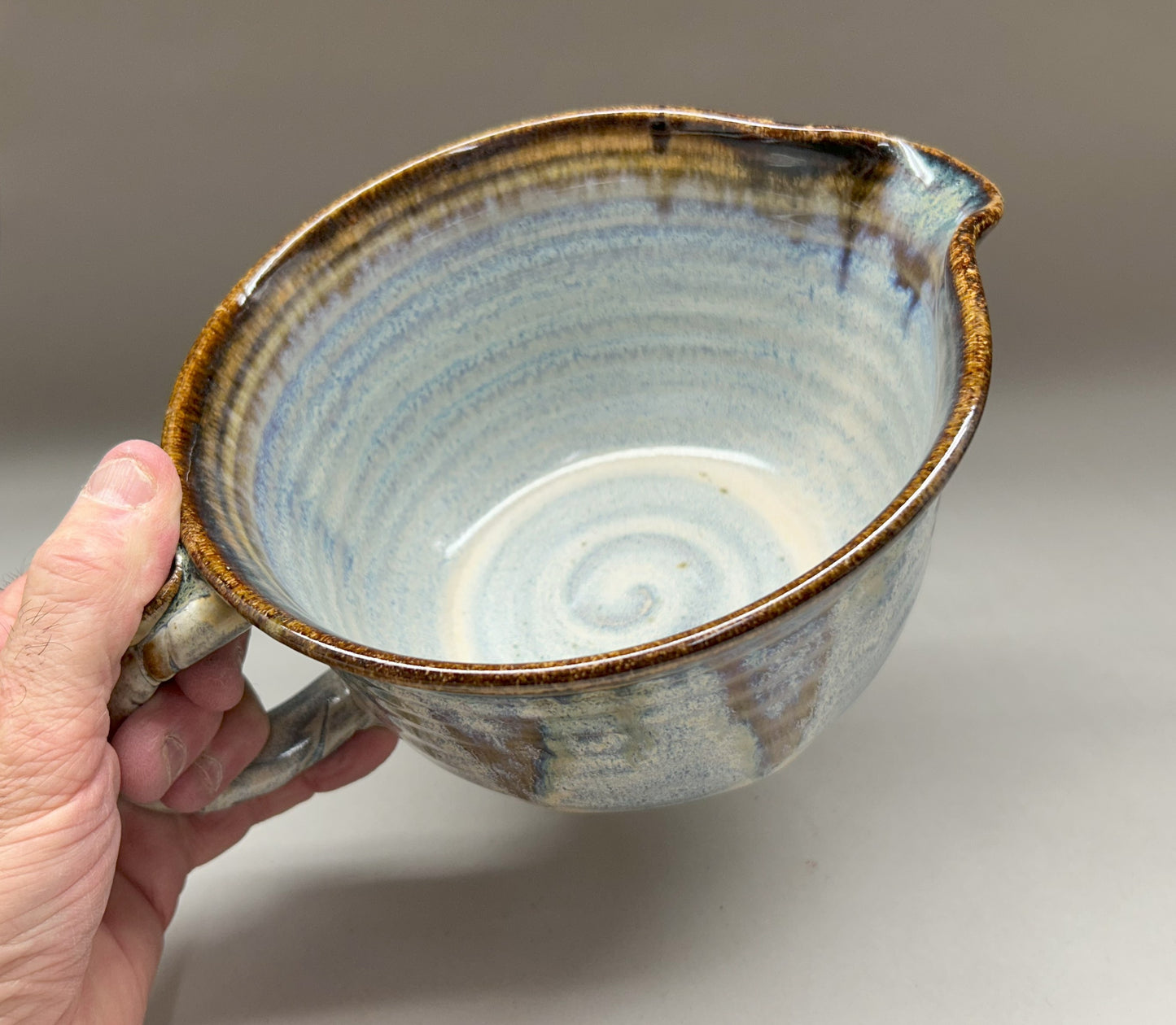 Handmade Pottery Batter Bowl with Whisk – Rustic Ceramic Mixing Bowl for Baking