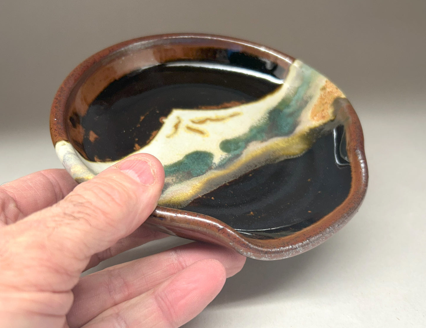 Pottery Spoon Rest - Midnight Mountain Glaze - Kitchen Accessories