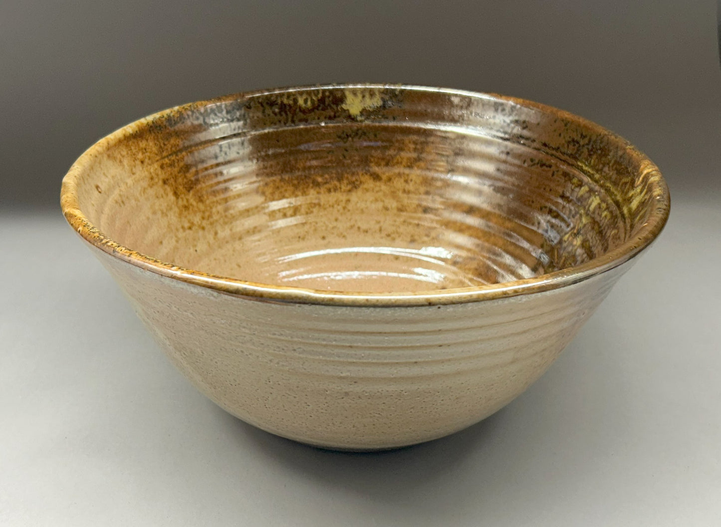 Pottery mixing bowl with Shino glaze