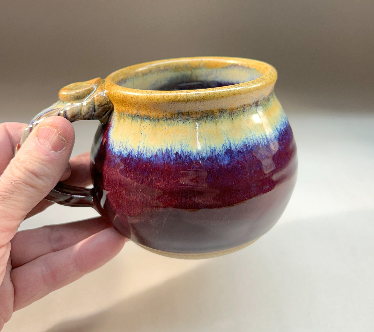 Handmade Round Pottery Mug – Unique Ceramic Cup for Coffee or Tea