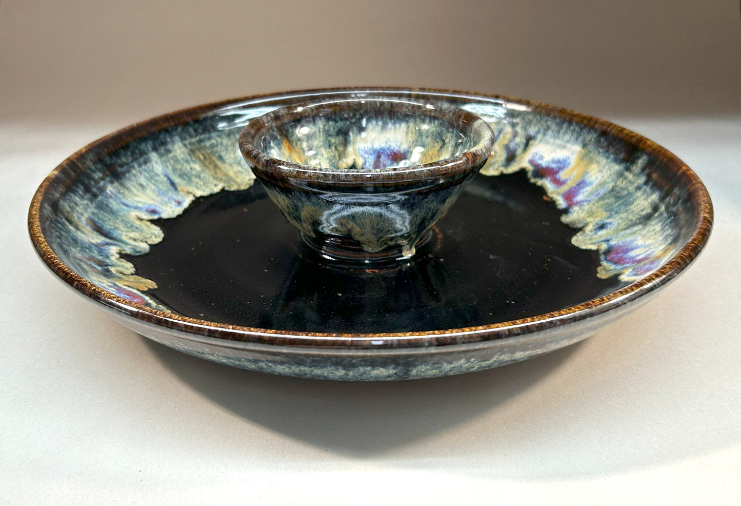 Handmade Pottery Chip and Dip Set – Rustic & Elegant Serving Dish