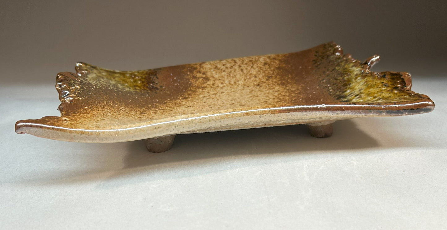 Small Handmade Pottery Tray with Rustic Edge – Artisan Ceramic Dish for Jewelry & Décor