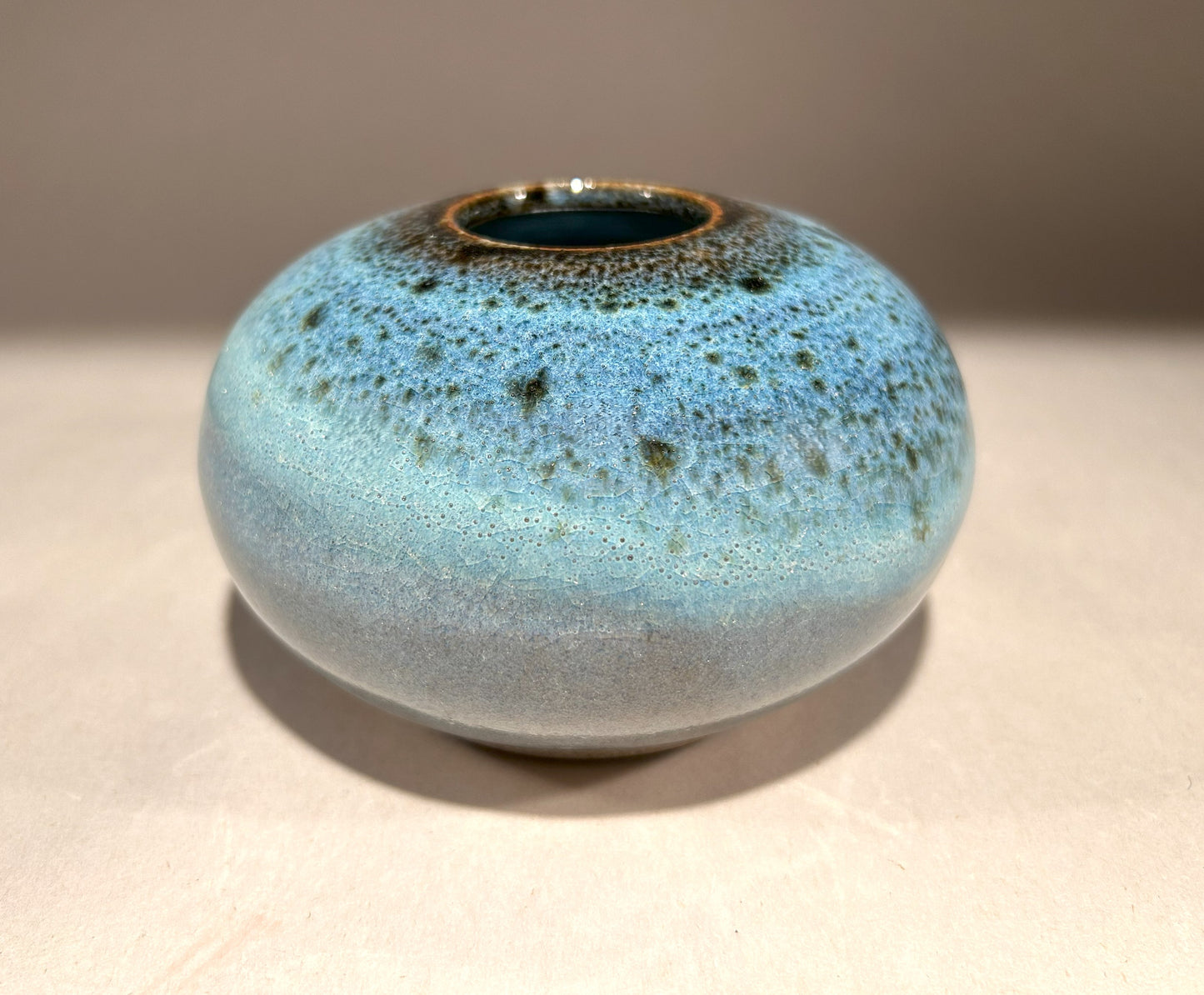 Handmade Pottery Ikebana Vase with Pin Frog