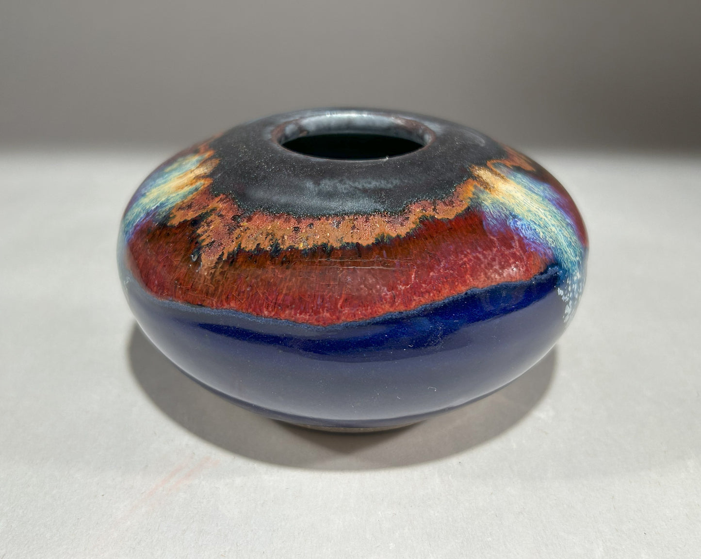 Handmade Pottery Ikebana Vase with Pin Frog