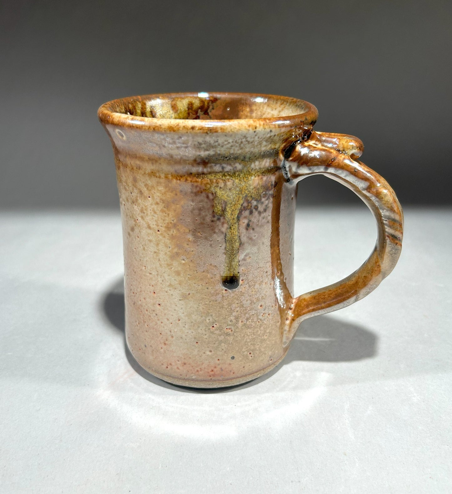 Handmade Pottery Mug with Shino and Ash Glaze – Unique Ceramic Coffee Cup