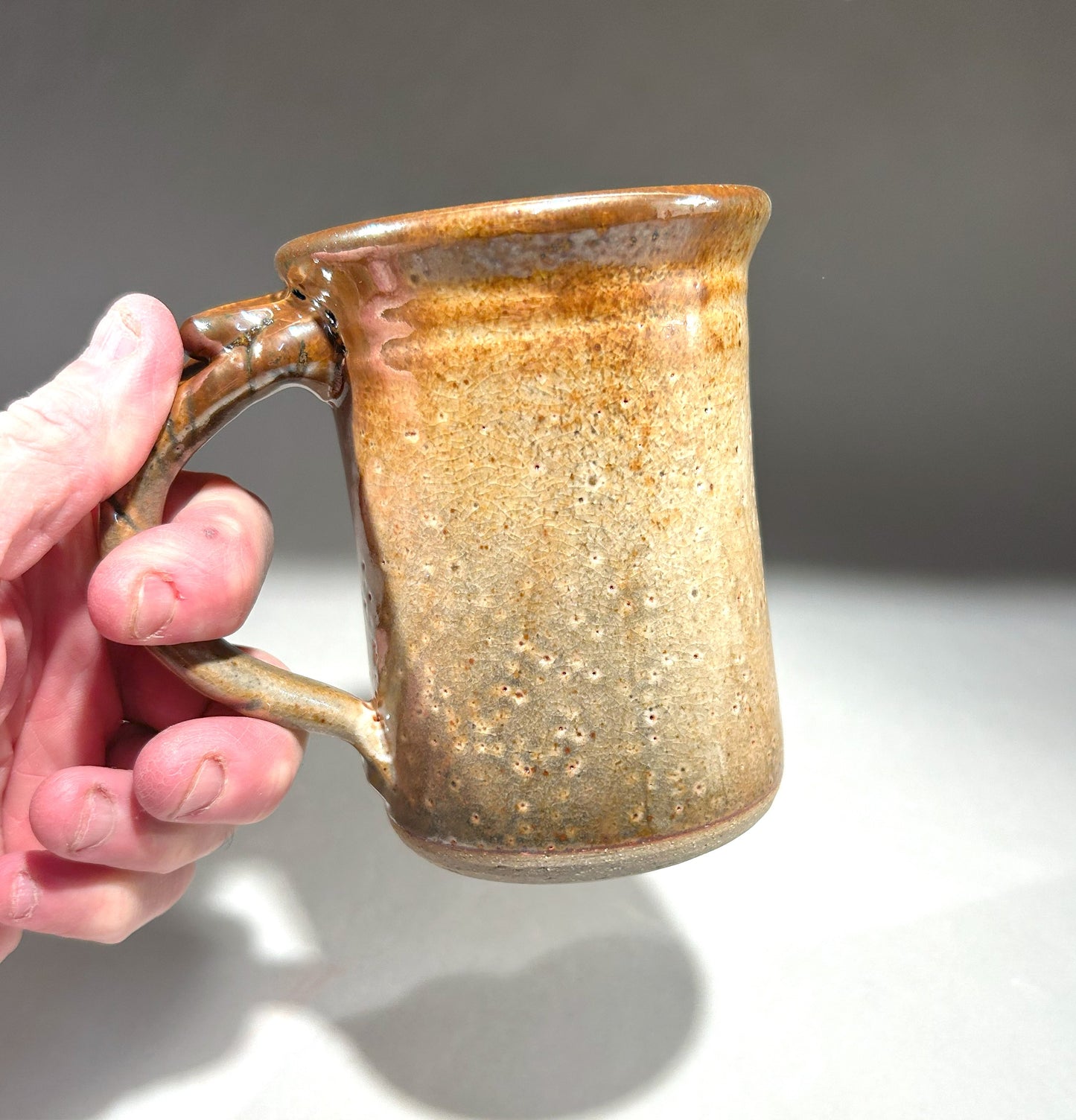 Handmade Pottery Mug with Shino and Ash Glaze – Unique Ceramic Coffee Cup