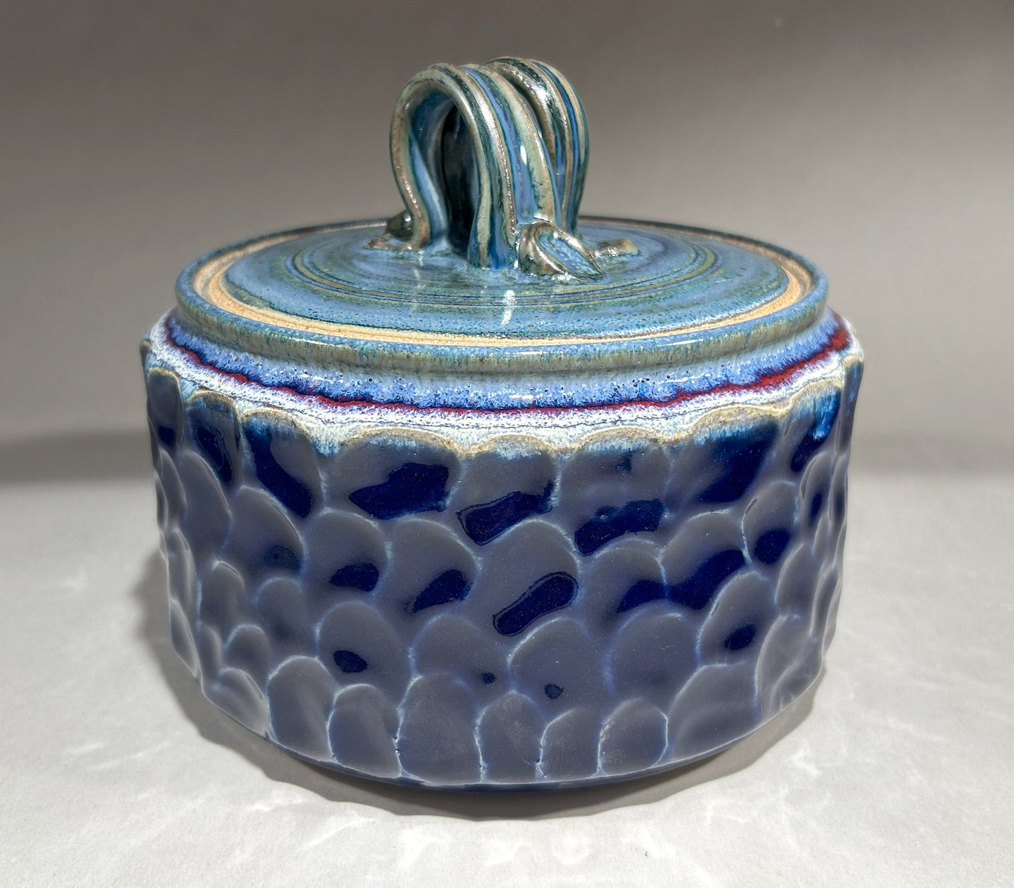 Handmade Pottery Jar with Cobalt Blue Glaze – Artisan Ceramic Storage Jar or Home Décor Accent