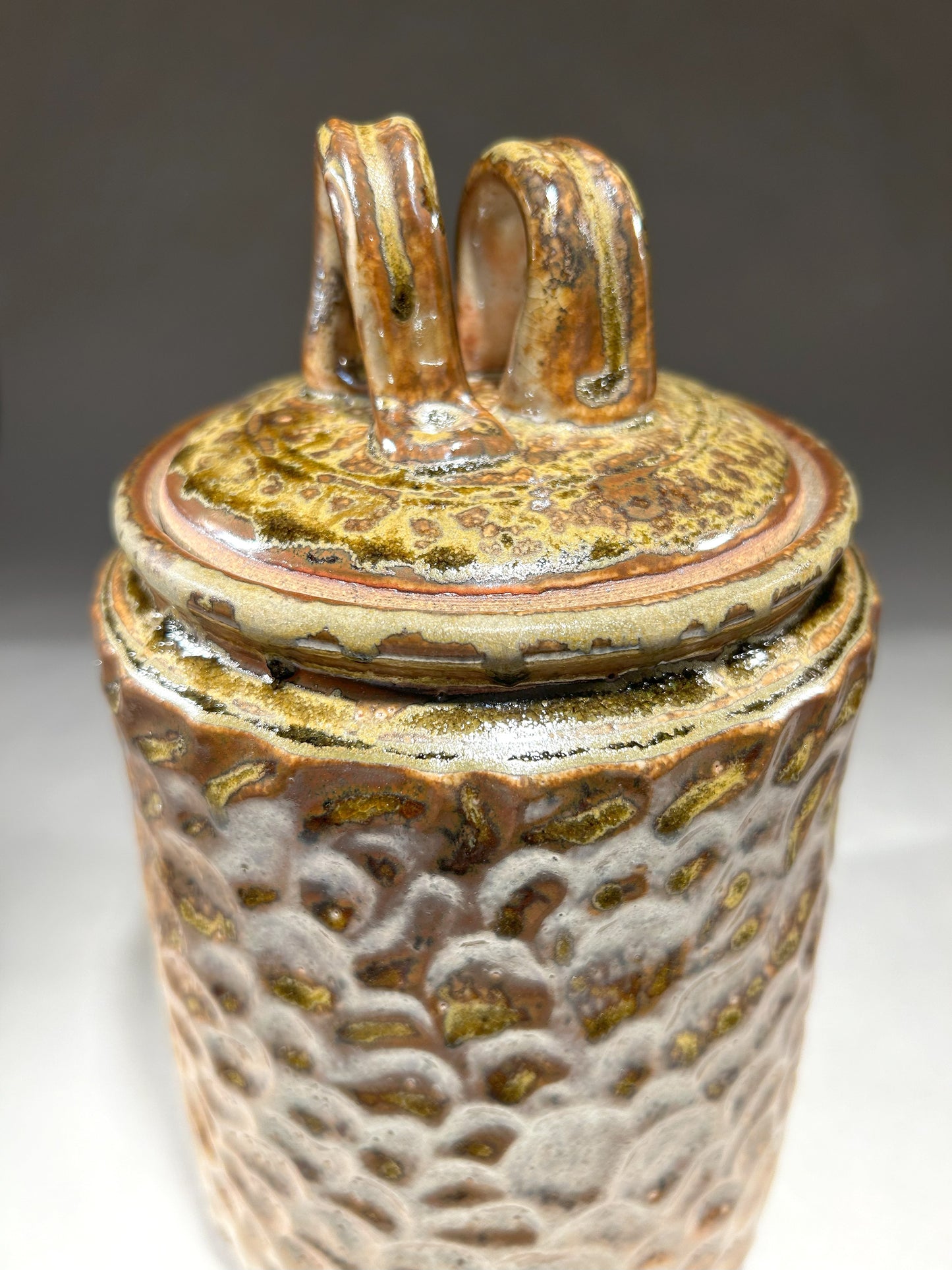 Handmade Pottery Jar with Shino Glaze – Rustic Ceramic Home Décor