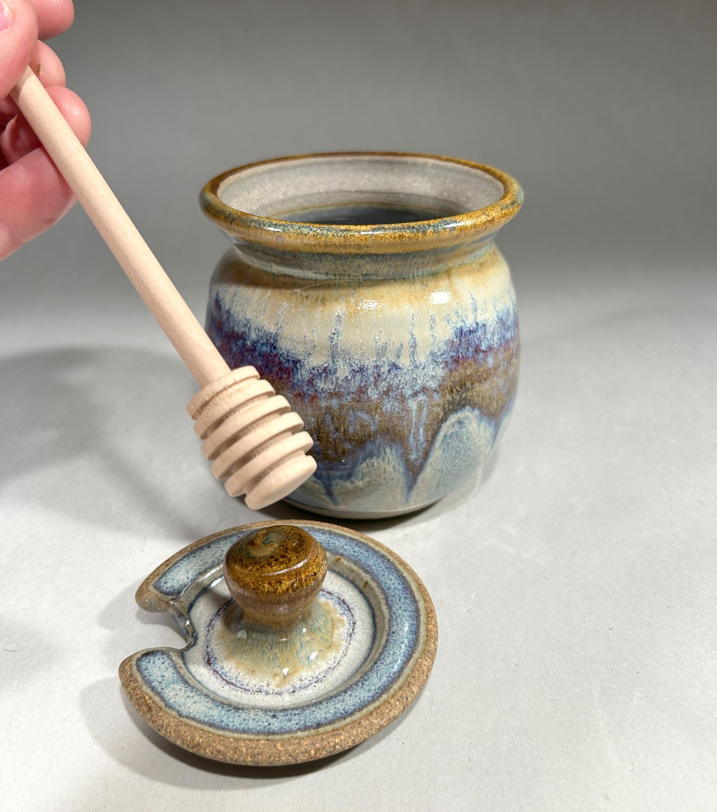 Handmade Pottery Honey Pot: Rustic Elegance for Your Kitchen