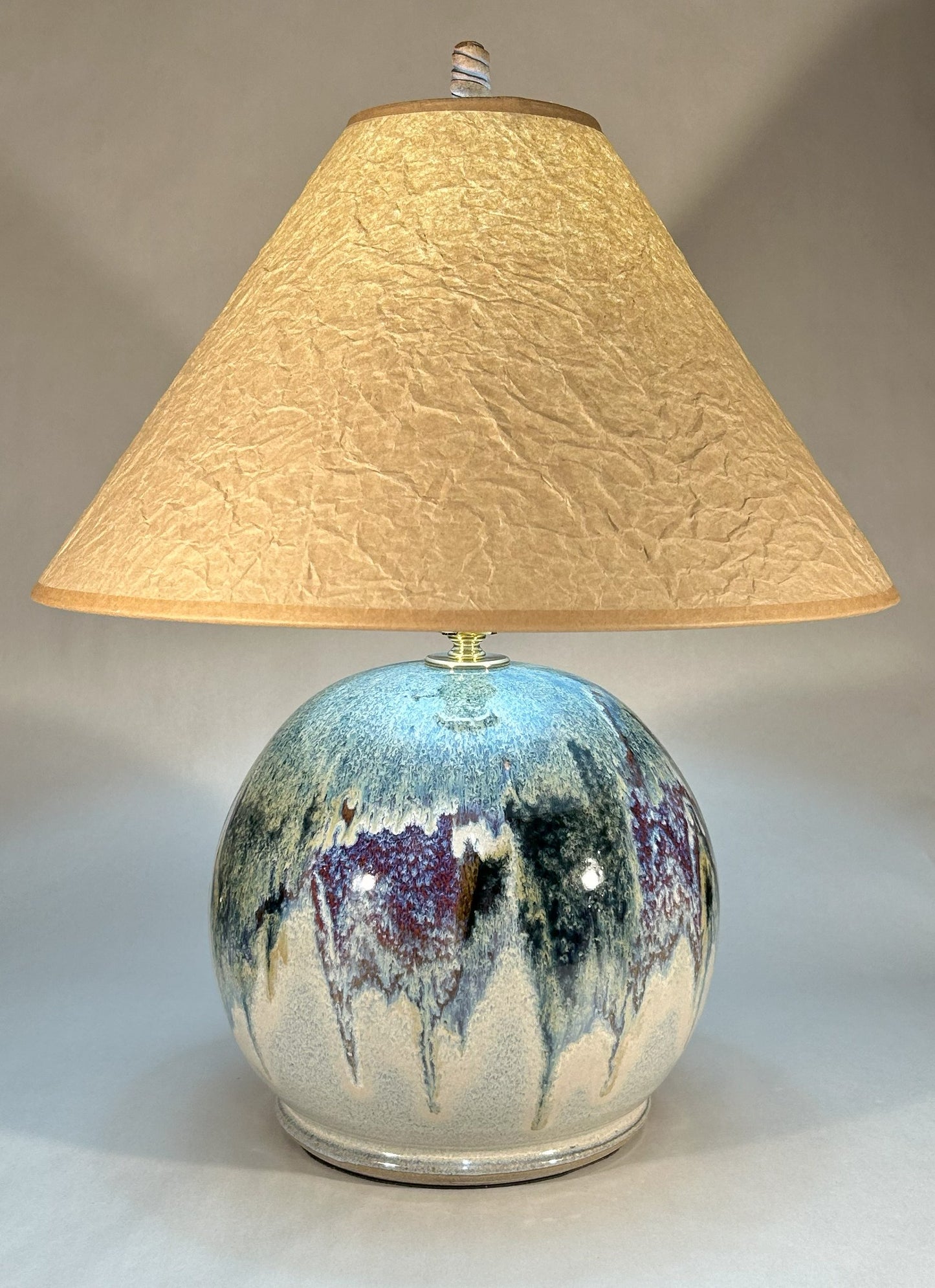 Handmade Pottery Lamp with Craft Paper Shade and Artisan Finial