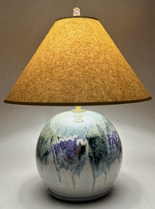 Handmade Pottery Lamp with Craft Paper Shade and Artisan Finial