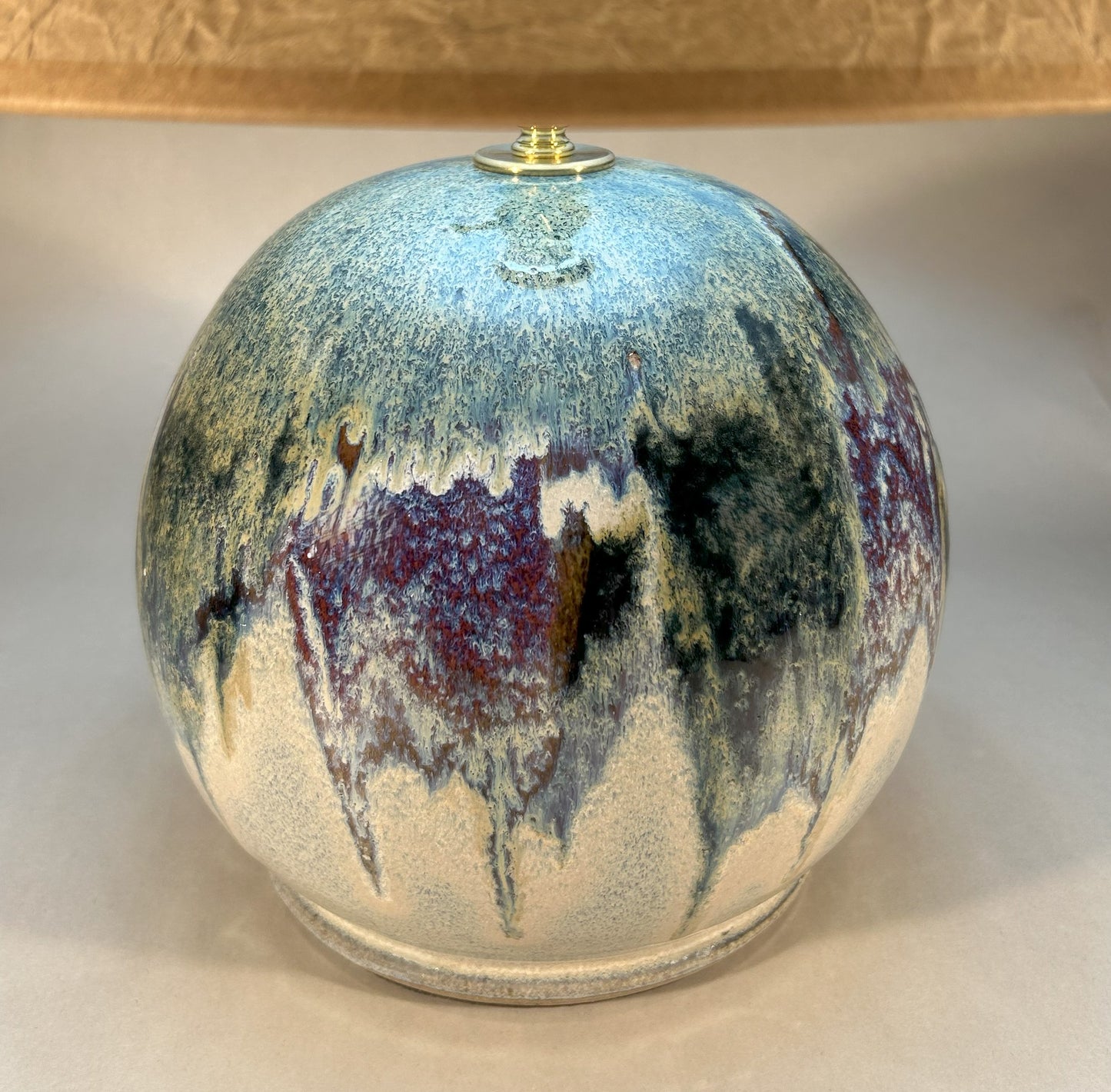 Handmade Pottery Lamp with Craft Paper Shade and Artisan Finial