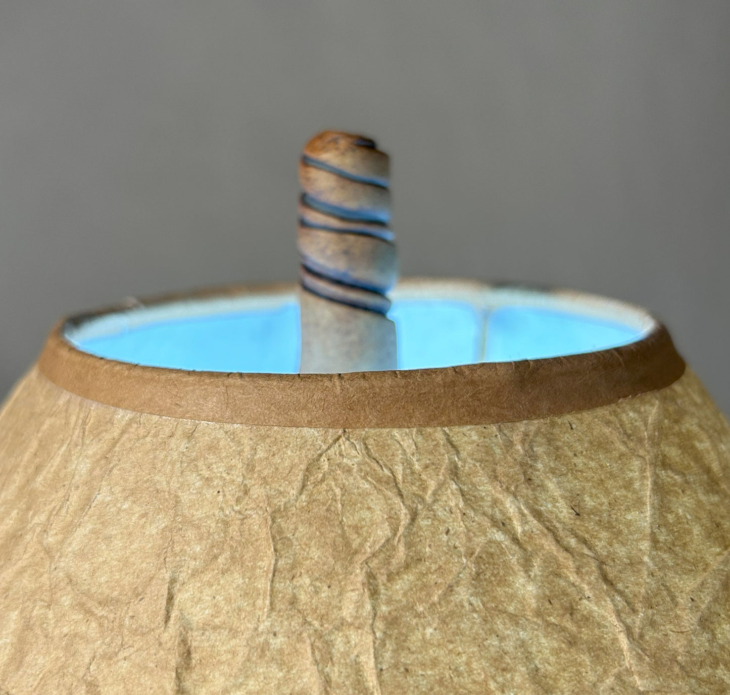 Handmade Pottery Lamp with Craft Paper Shade and Artisan Finial