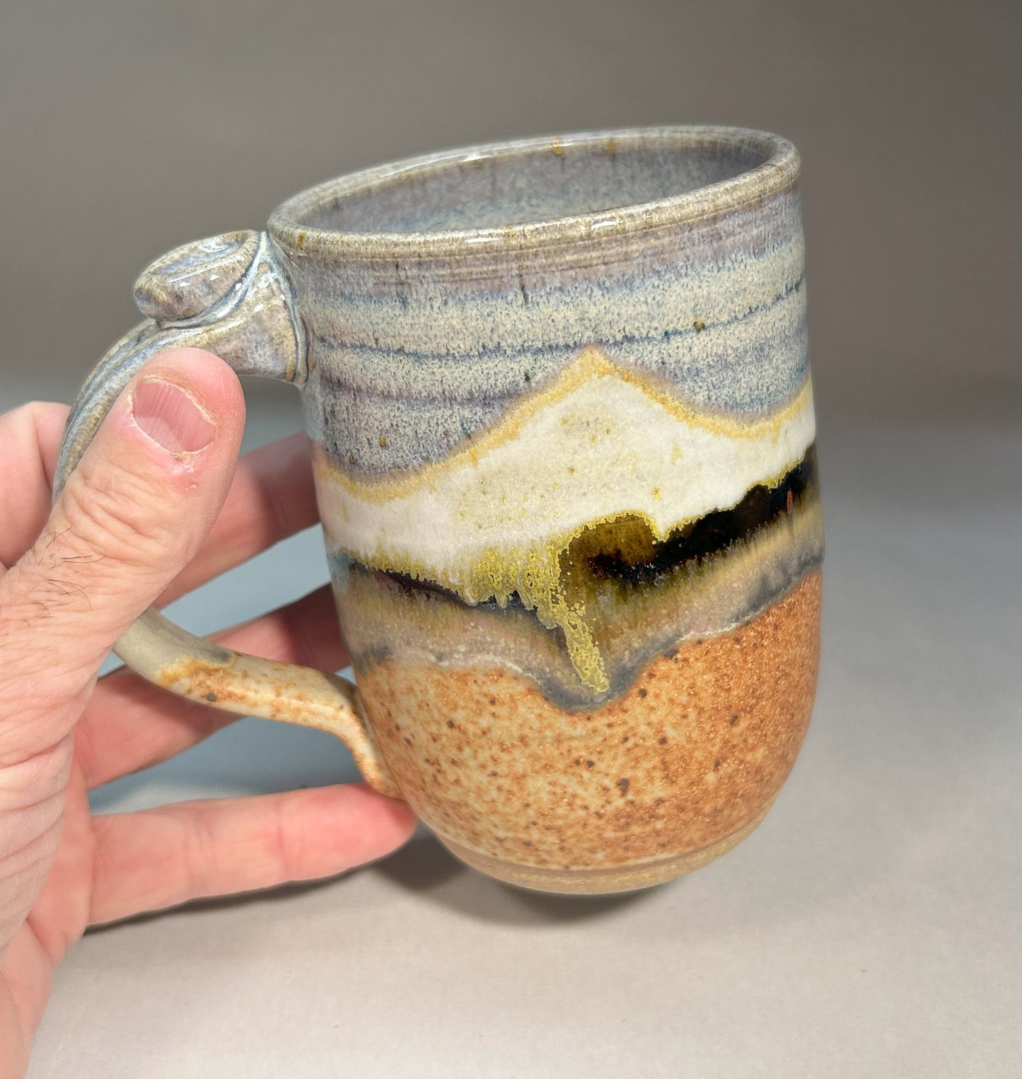 Handmade Pottery Mug with Snowy White Mountain Glaze - Stoneware - Microwavable