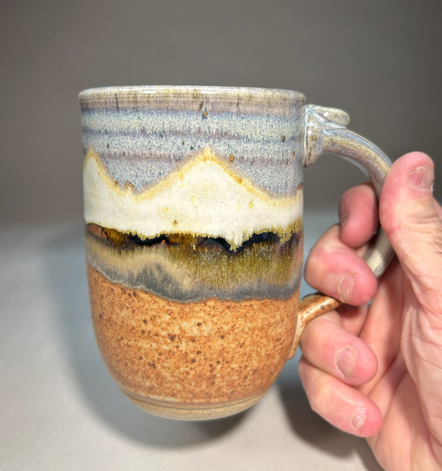 Handmade Pottery Mug with Snowy White Mountain Glaze - Stoneware - Microwavable