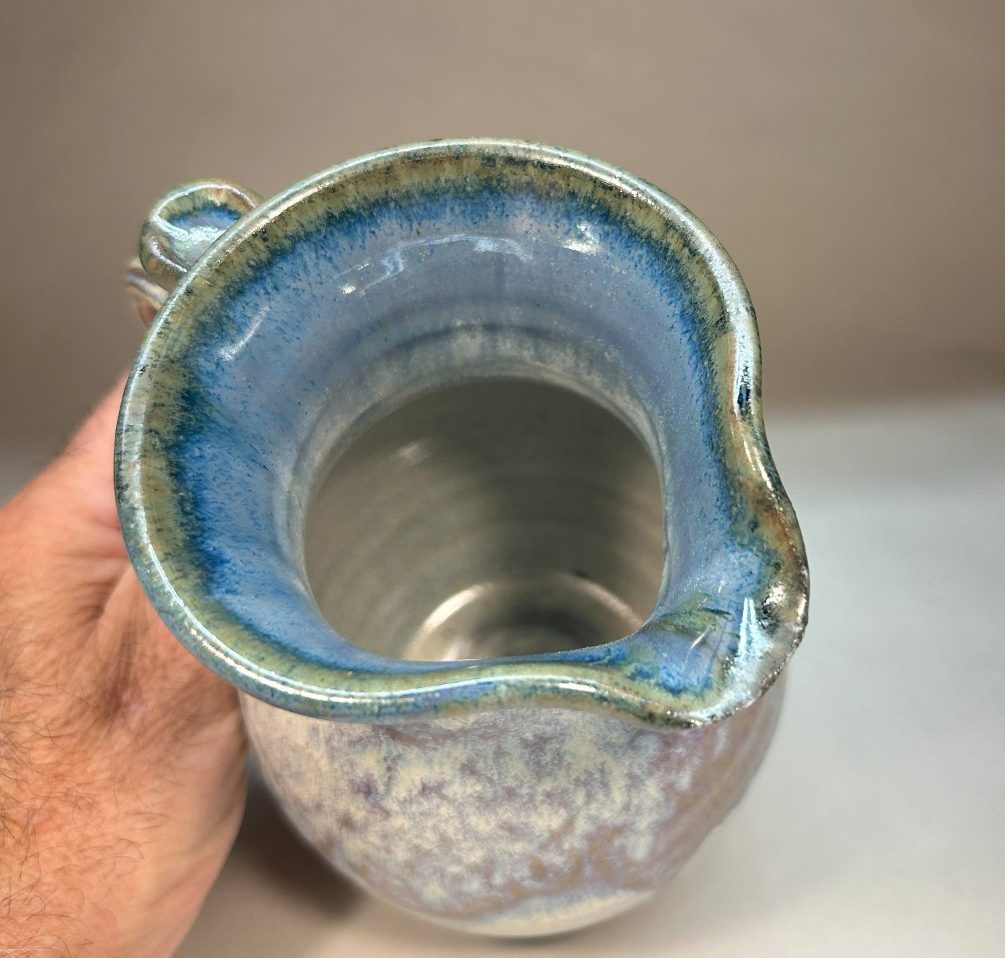 Medium Handmade Pottery Pitcher – Artisan Stoneware Pouring Vessel
