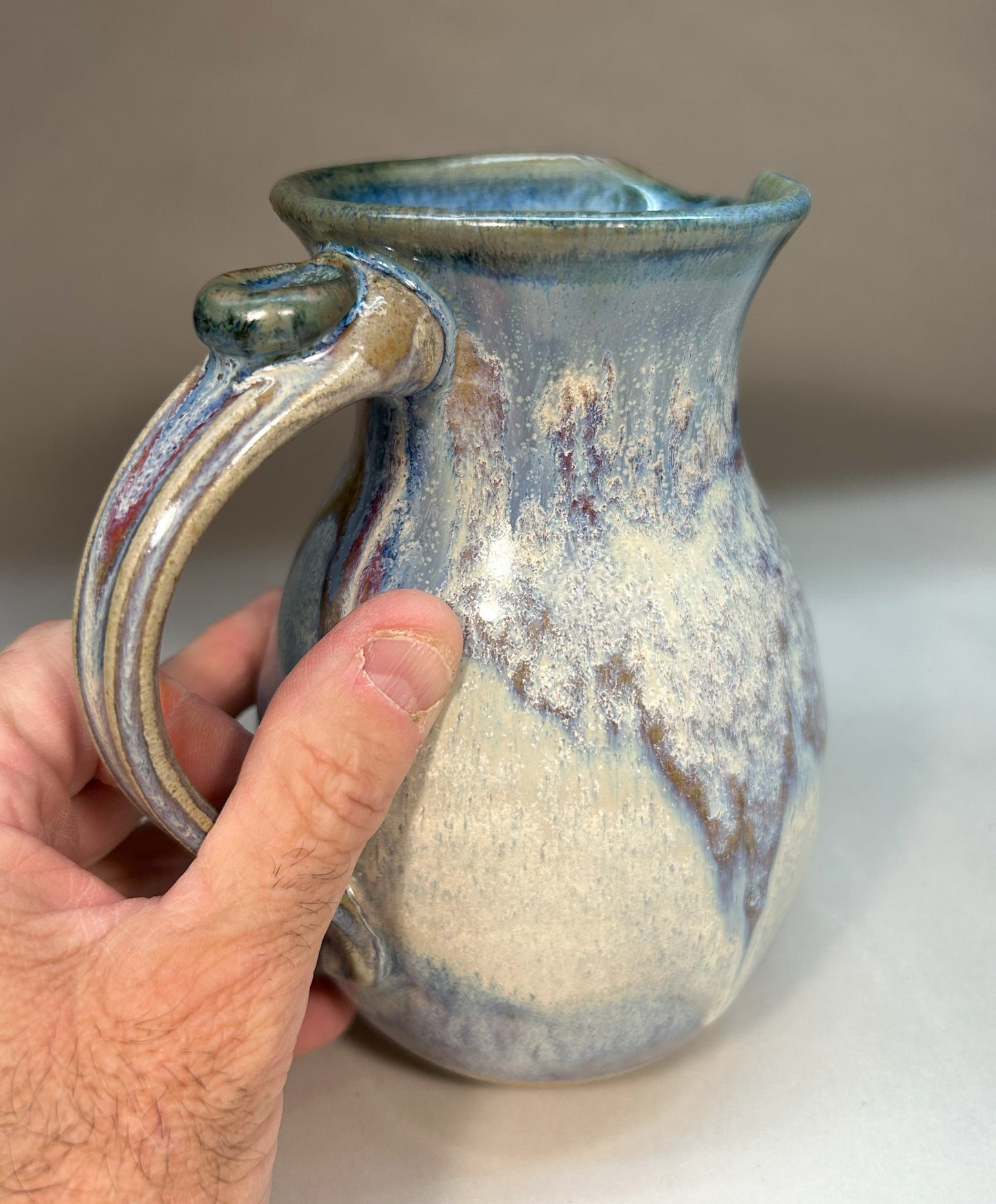 Medium Handmade Pottery Pitcher – Artisan Stoneware Pouring Vessel