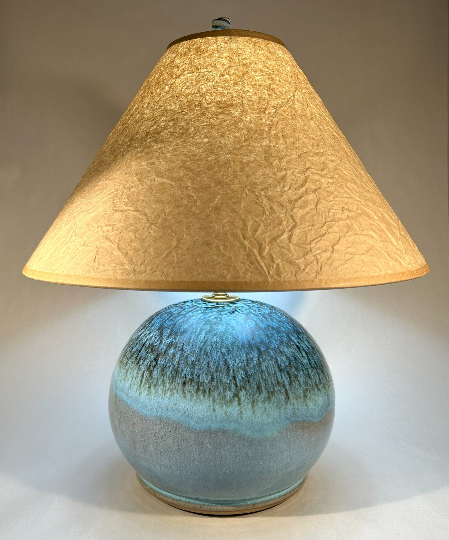 Handmade Pottery Lamp with Natural Ash Glaze – Unique Ceramic Lighting for Home Décor