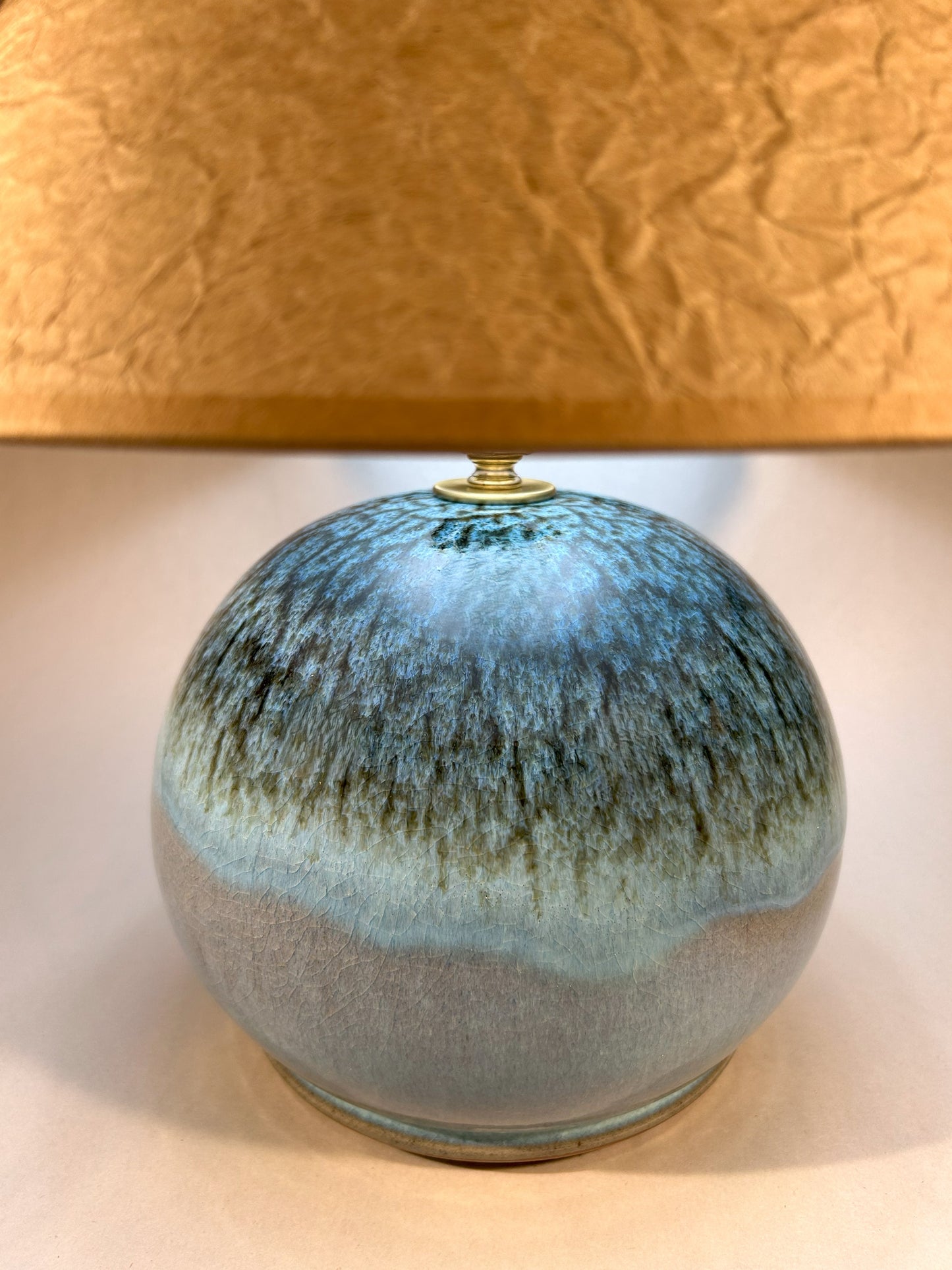 Handmade Pottery Lamp with Natural Ash Glaze – Unique Ceramic Lighting for Home Décor