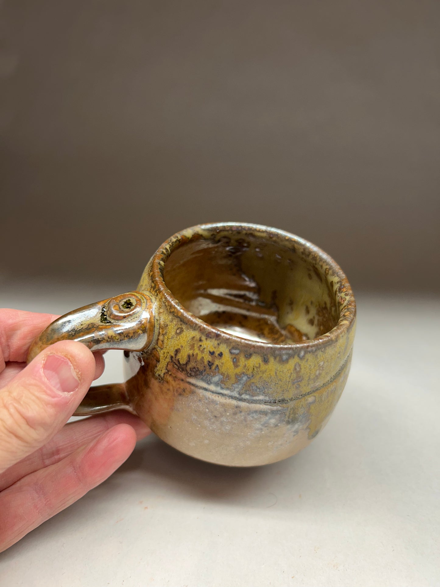 Handmade Pottery Mug - Shino & Ash Glaze