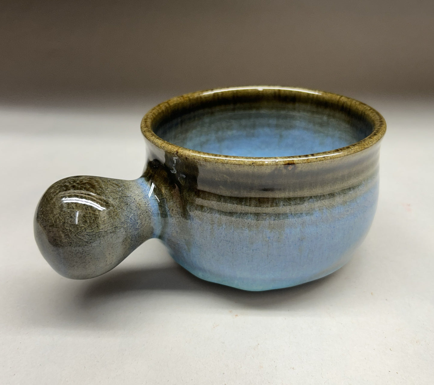 Handmade Pottery Soup Bowl with Knob Handle - Unique Pottery Gift