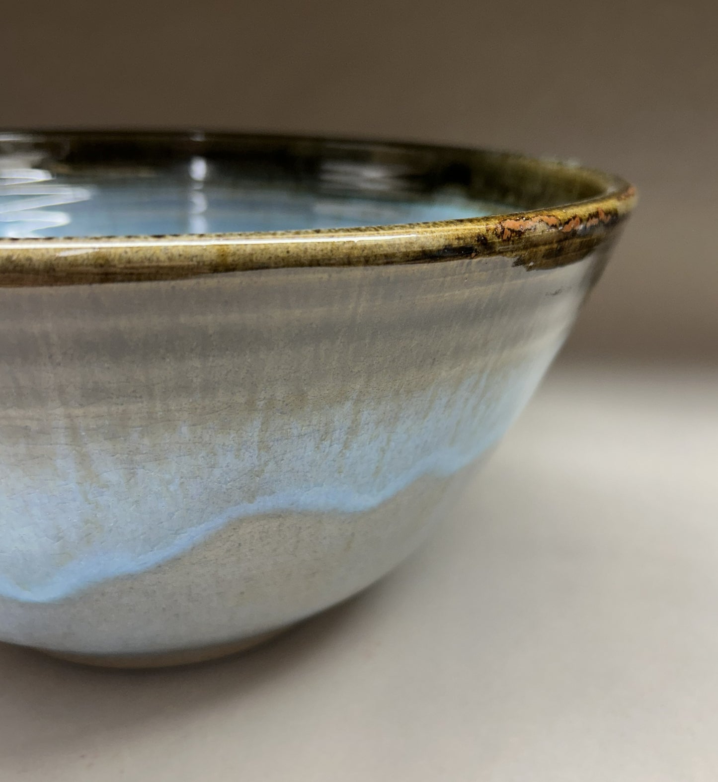 Large Handmade Pottery Mixing Bowl – Blue Green Ash Glaze, Unique Ceramic Kitchenware