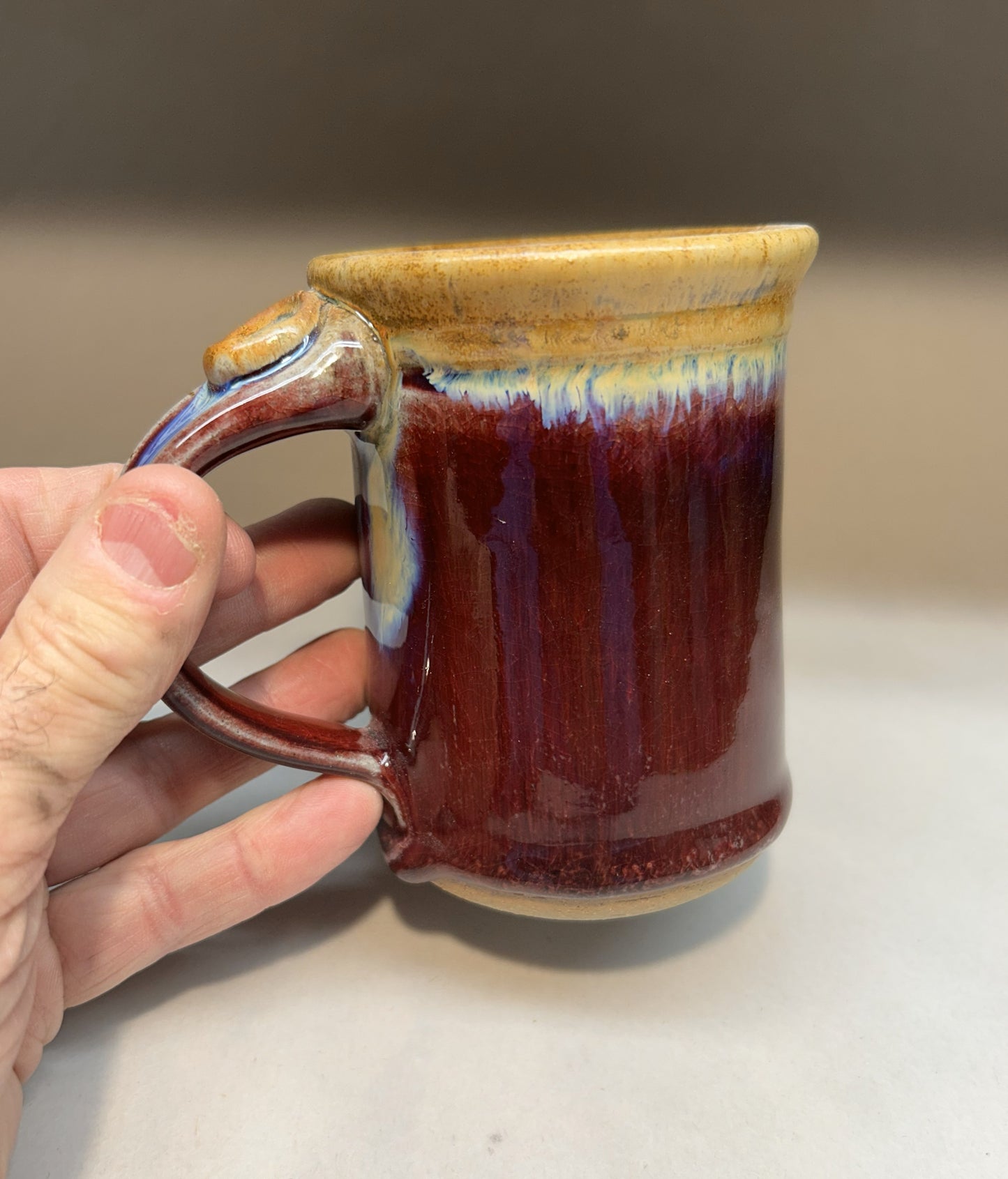 Handmade Pottery Mug – Copper Red Glaze | Unique Wheel-Thrown Ceramic Coffee Cup