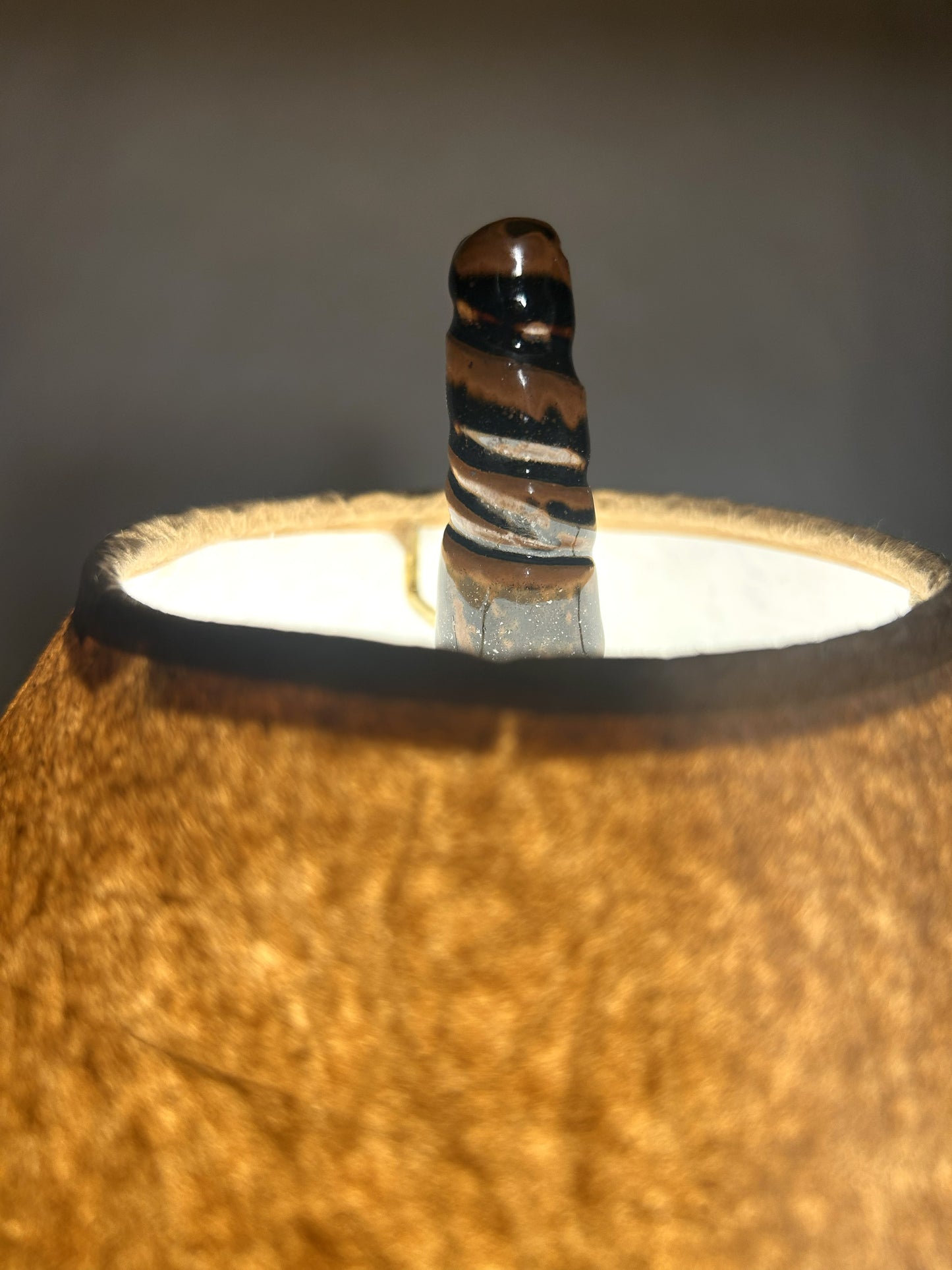 Handmade Pottery Lamp with Snowy White Mountain Glaze