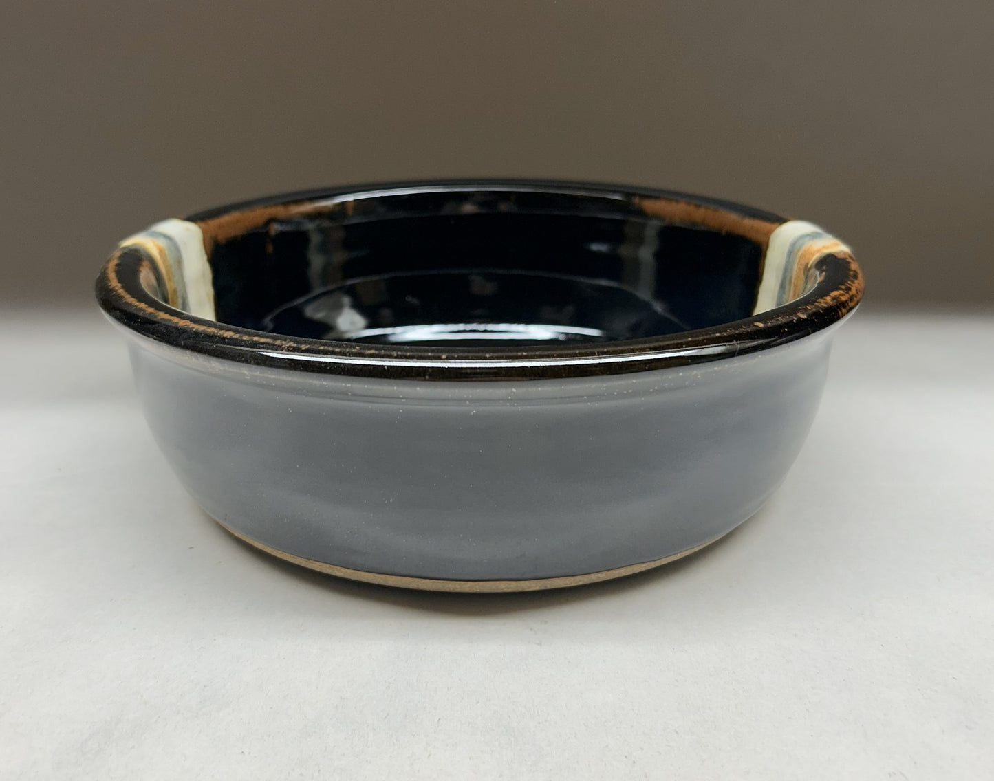 Handmade Pottery Dog Bowl with Midnight Mountain Glaze - Extra thick and heavy