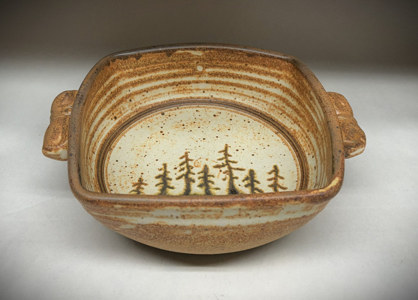 Handmade Square Pottery Baking Dish with Lodge Pole Pine Glaze