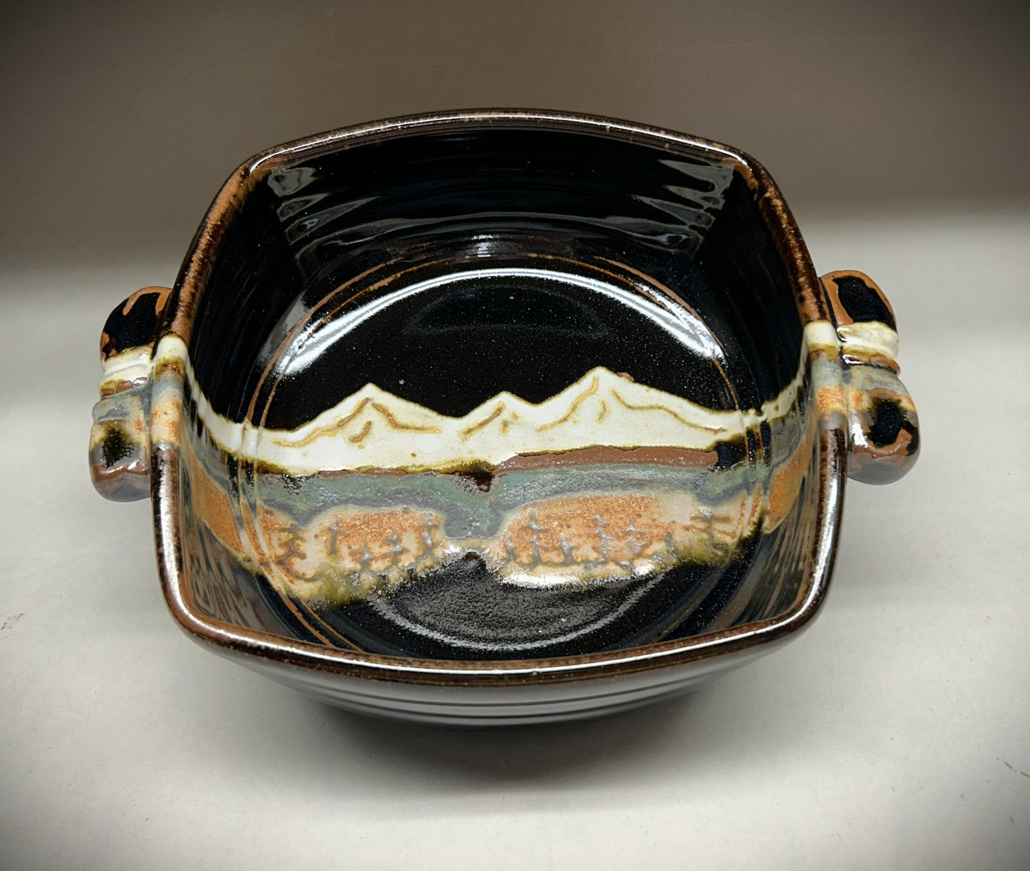 Artisan Small Square Ceramic Baking Dish - Midnight Mountain Glaze