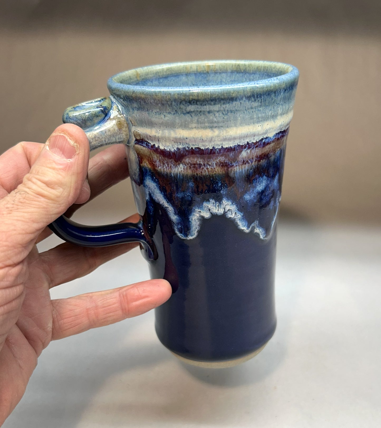 Handmade Pottery Car Mug – Cup Holder Friendly Travel Mug