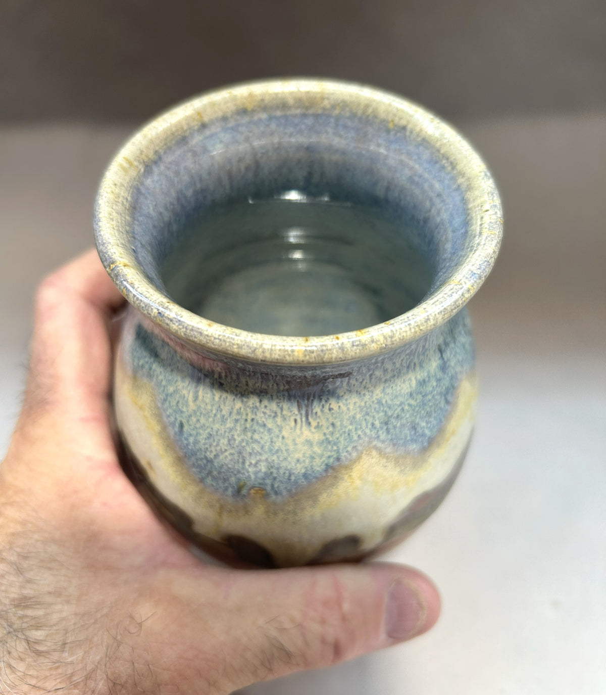 Handmade Pottery Vase with Snowy Mountain Glaze
