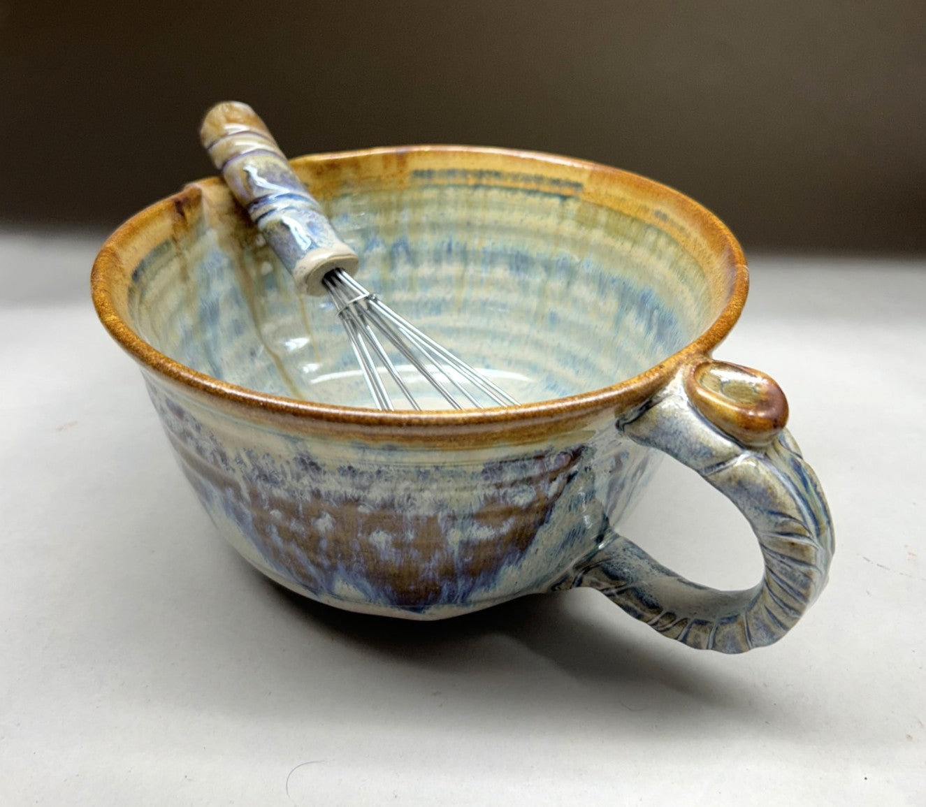 Pottery Batter Bowl - Electric Blue & Iron glaze