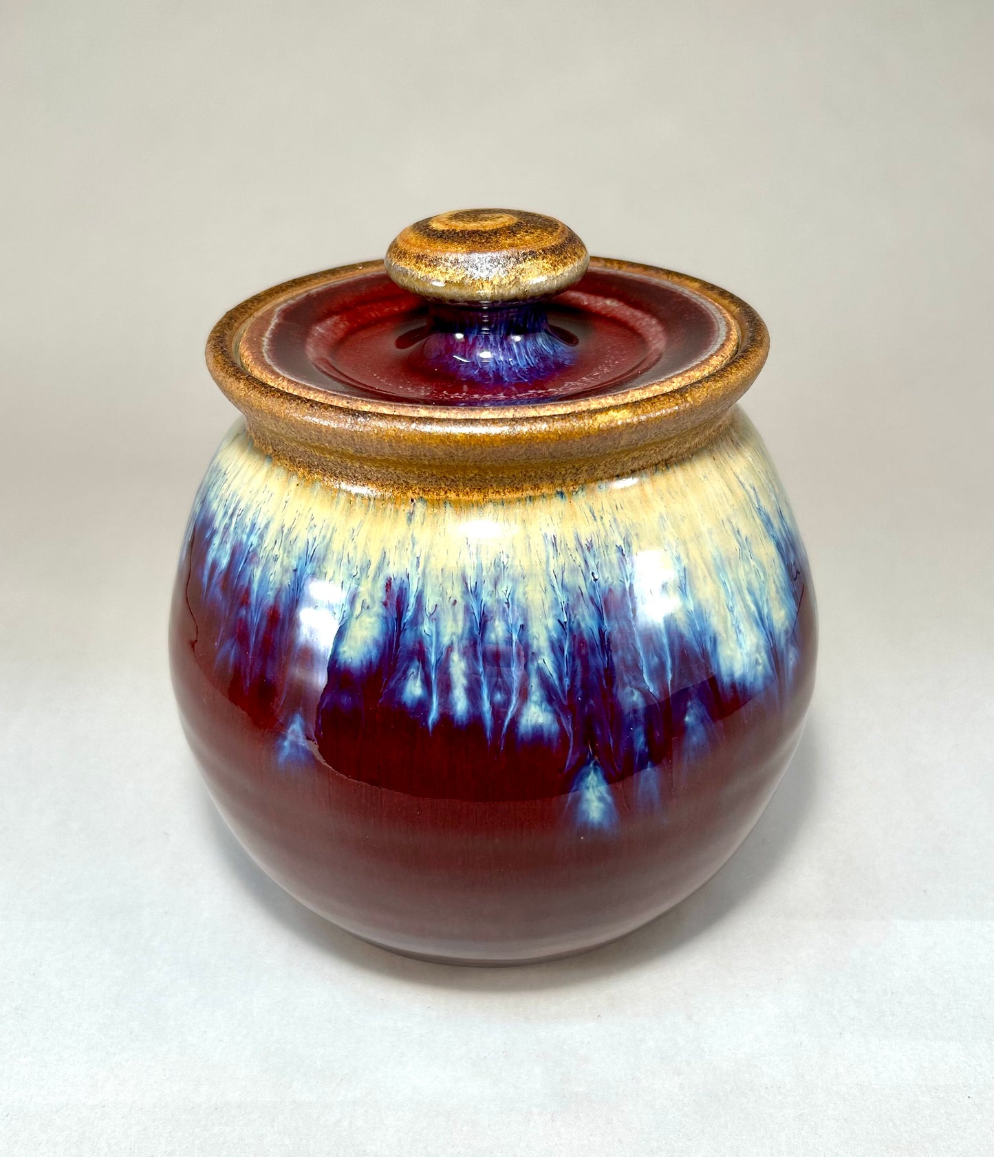 Lidded pottery jar