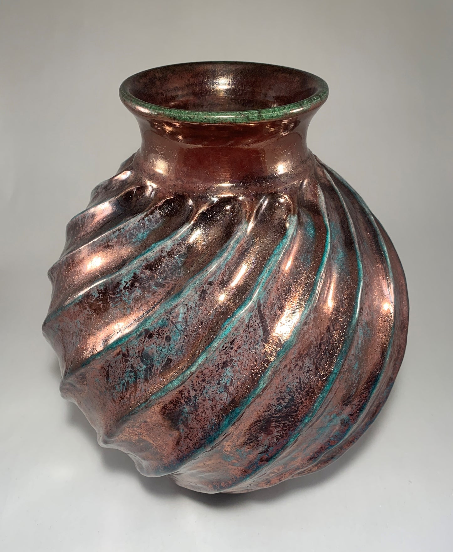 Beautiful Raku Vase with Copper Green Raku Glaze - Made in Oregon
