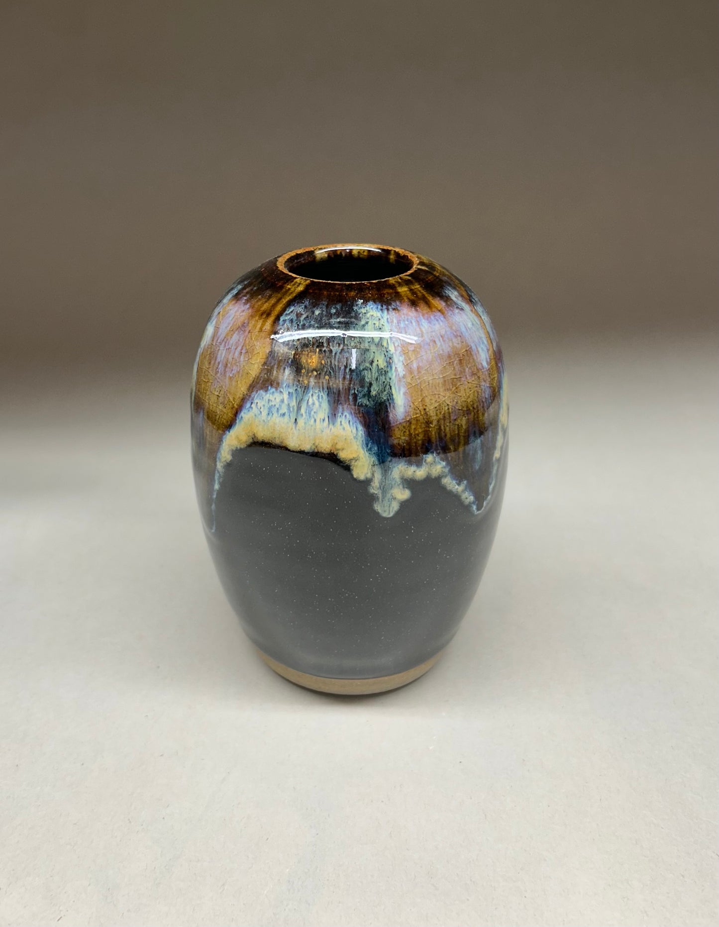 Pottery Vase with pin frog - Made in Oregon - Ikebana