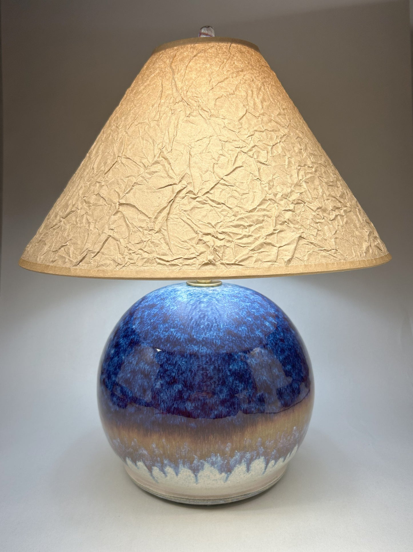 Handmade Pottery Lamp with Electric Blue Glaze