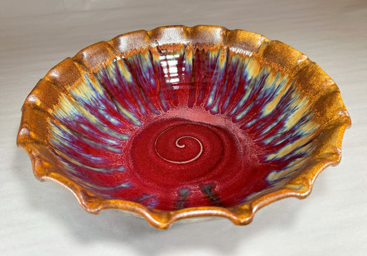 Beautiful Fluted pottery serving bowl