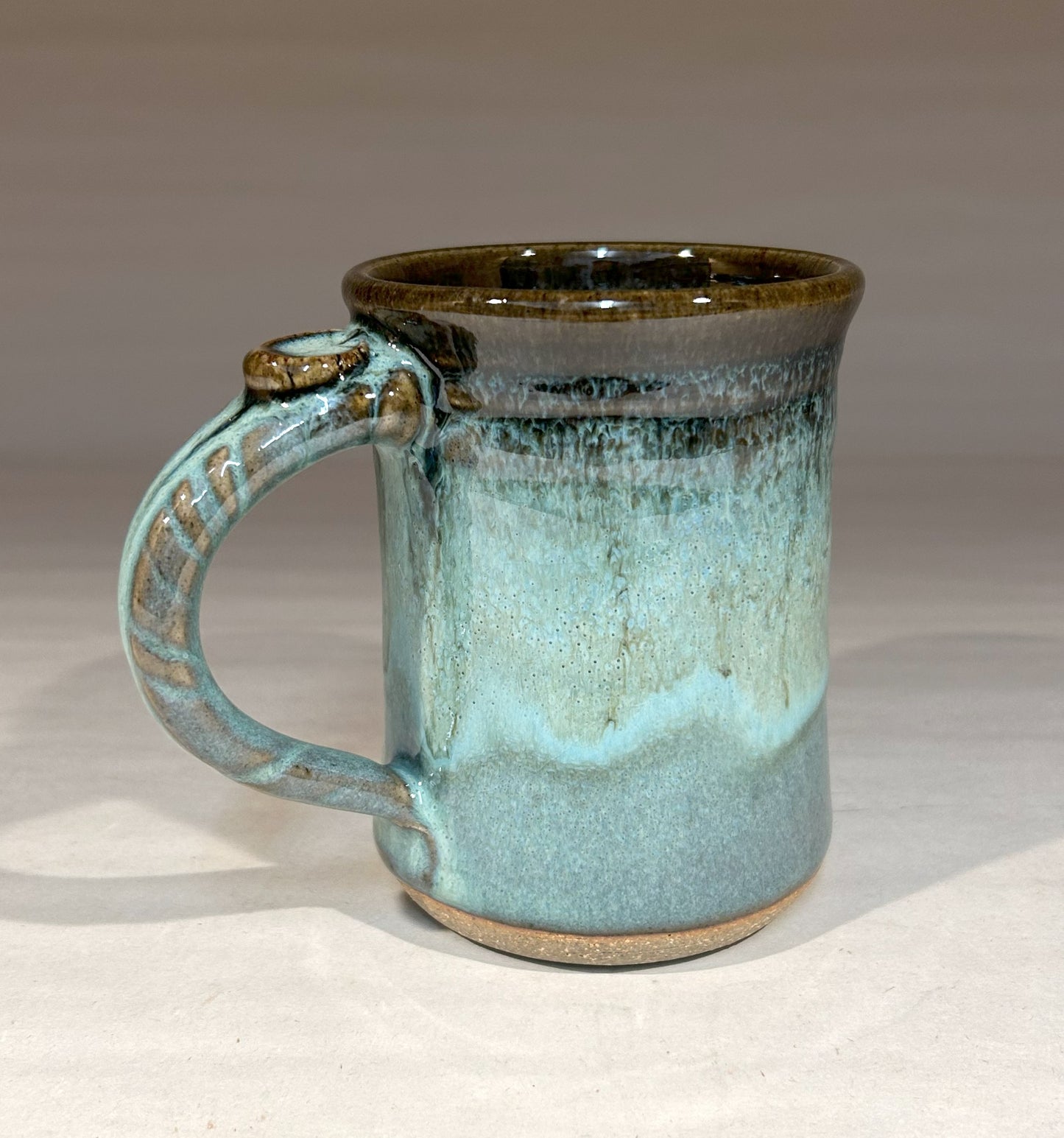 Handmade pottery mug on