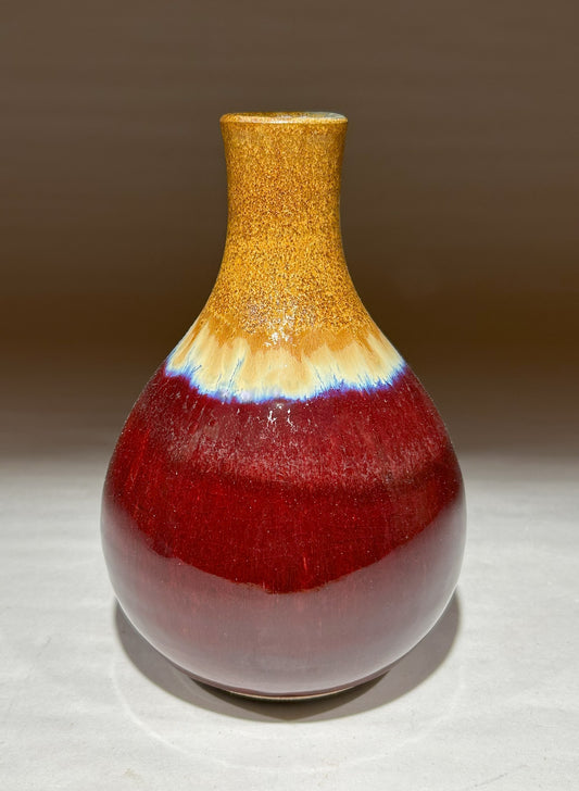 Copper red pottery flower vase