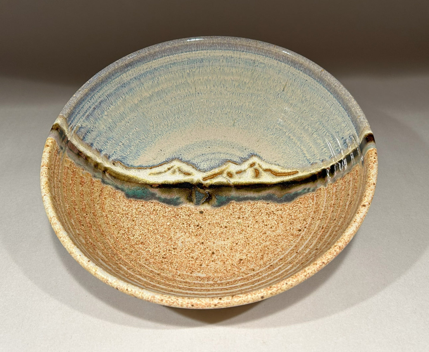 Pottery Serving Bowl - Snowy Mountain glaze
